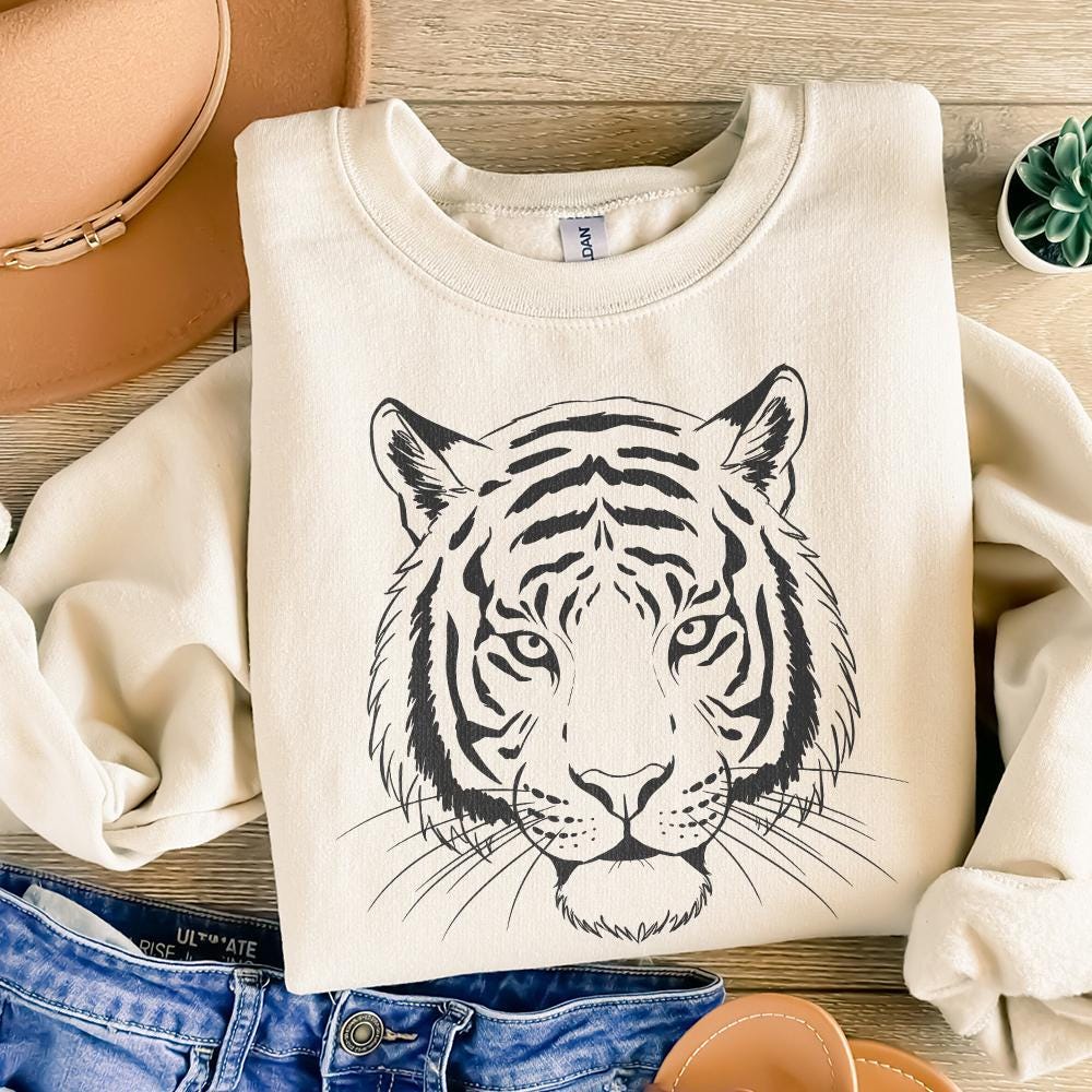 Majestic Tiger Head PNG, Wild Animal Art - 300 DPI Design for T-Shirt