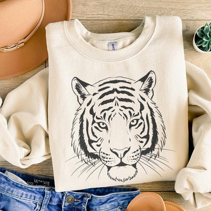 Majestic Tiger Head PNG, Wild Animal Art - 300 DPI Design for T-Shirt
