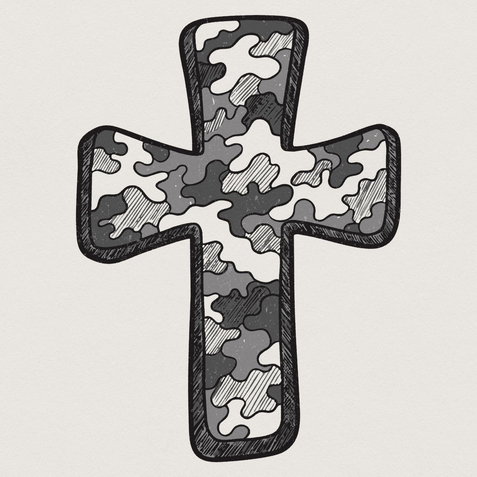 Retro Camo Cross PNG, Pocket Cross - 300 DPI Design for T-Shirt