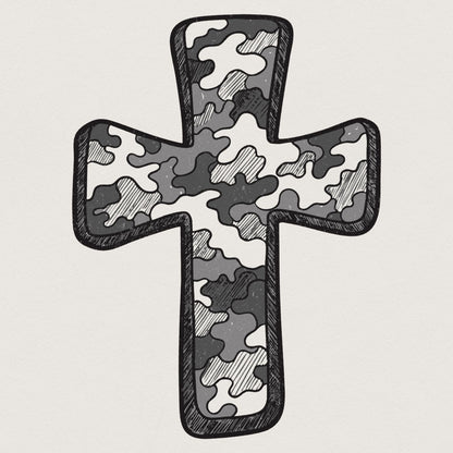Retro Camo Cross PNG, Pocket Cross - 300 DPI Design for T-Shirt