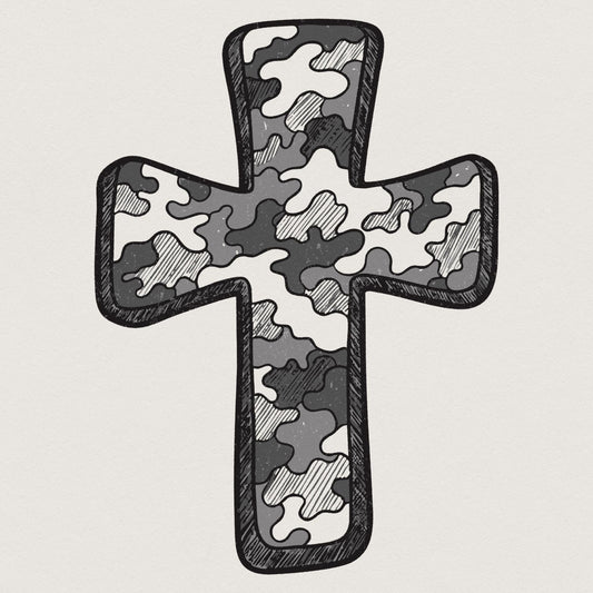 Retro Camo Cross PNG, Pocket Cross - 300 DPI Design for T-Shirt