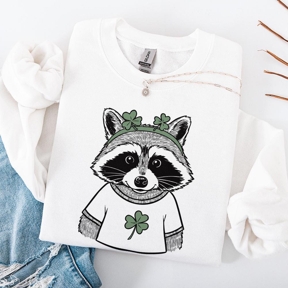 Funny Raccoon St Patrick's Day PNG, Retro St Patricks Day PNG - 300 DPI