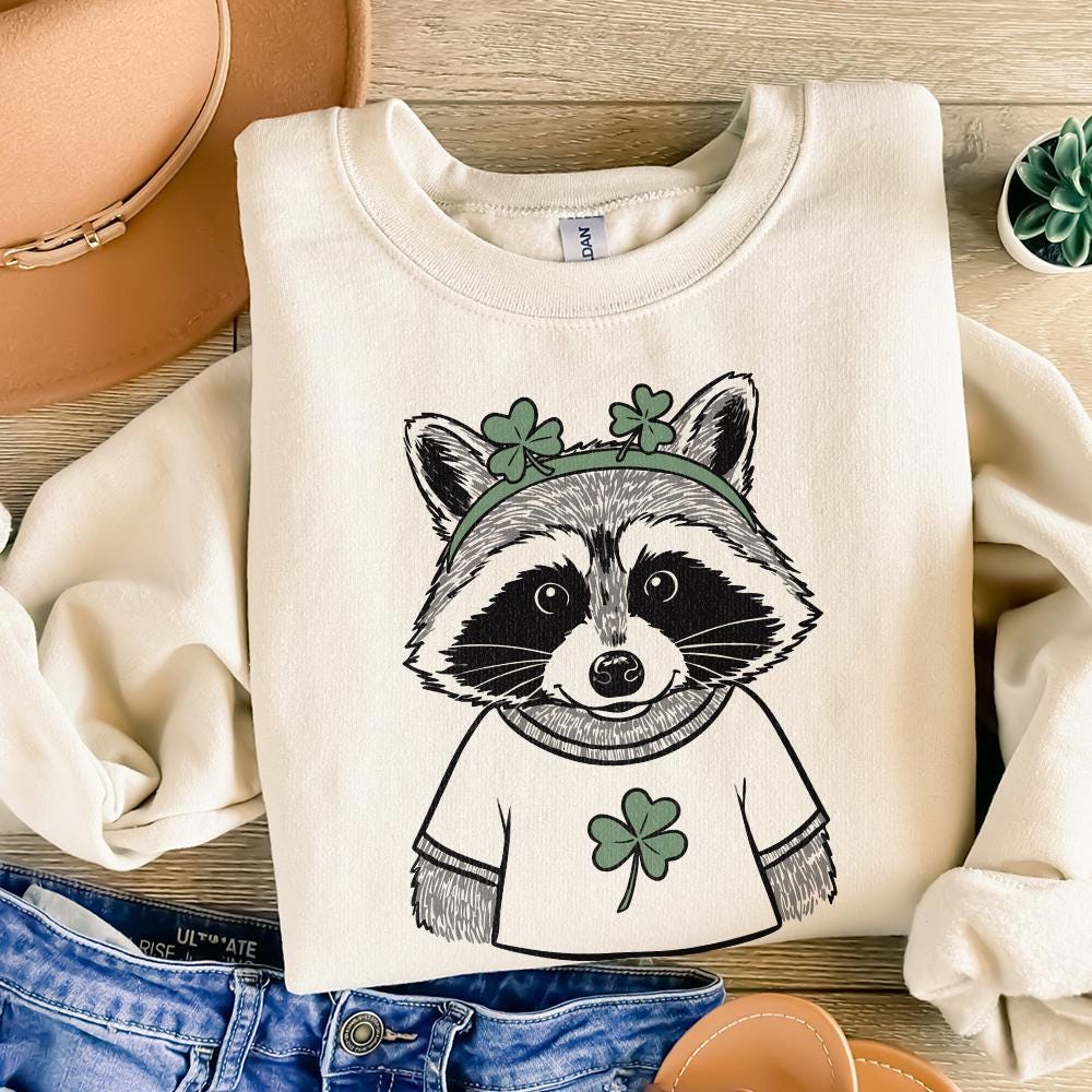 Funny Raccoon St Patrick's Day PNG, Retro St Patricks Day PNG - 300 DPI