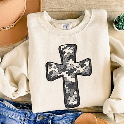 Retro Camo Cross PNG, Pocket Cross - 300 DPI Design for T-Shirt