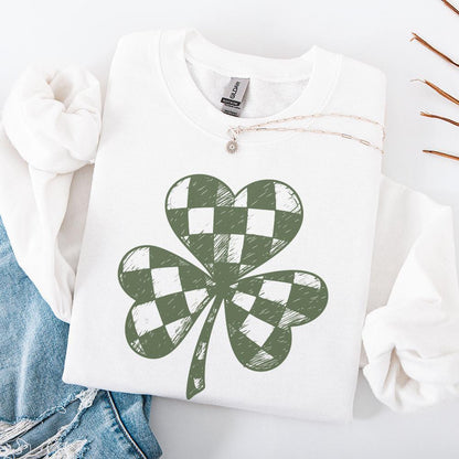 Lucky Clover PNG, Checkered Shamrock PNG - 300 DPI Design for T-Shirt