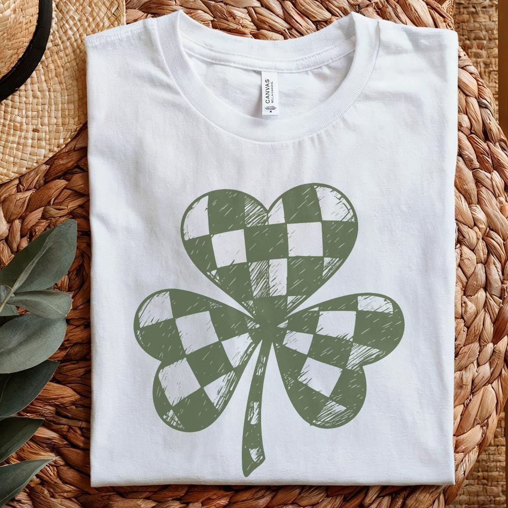 Lucky Clover PNG, Checkered Shamrock PNG - 300 DPI Design for T-Shirt