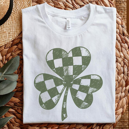 Lucky Clover PNG, Checkered Shamrock PNG - 300 DPI Design for T-Shirt