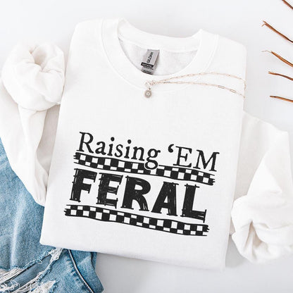 Raising 'Em Feral PNG Digital Design, funny mama designs - 300 DPI Design