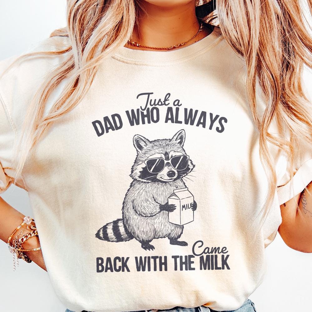 Just A Dad Who Always Came Back With The Milk Png, Retro Dad Raccoon