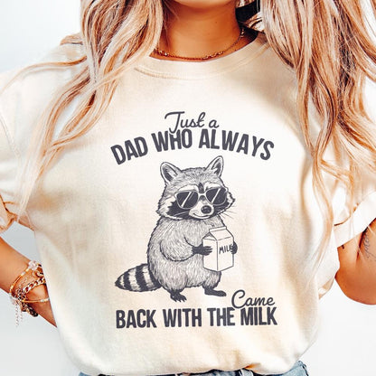 Just A Dad Who Always Came Back With The Milk Png, Retro Dad Raccoon