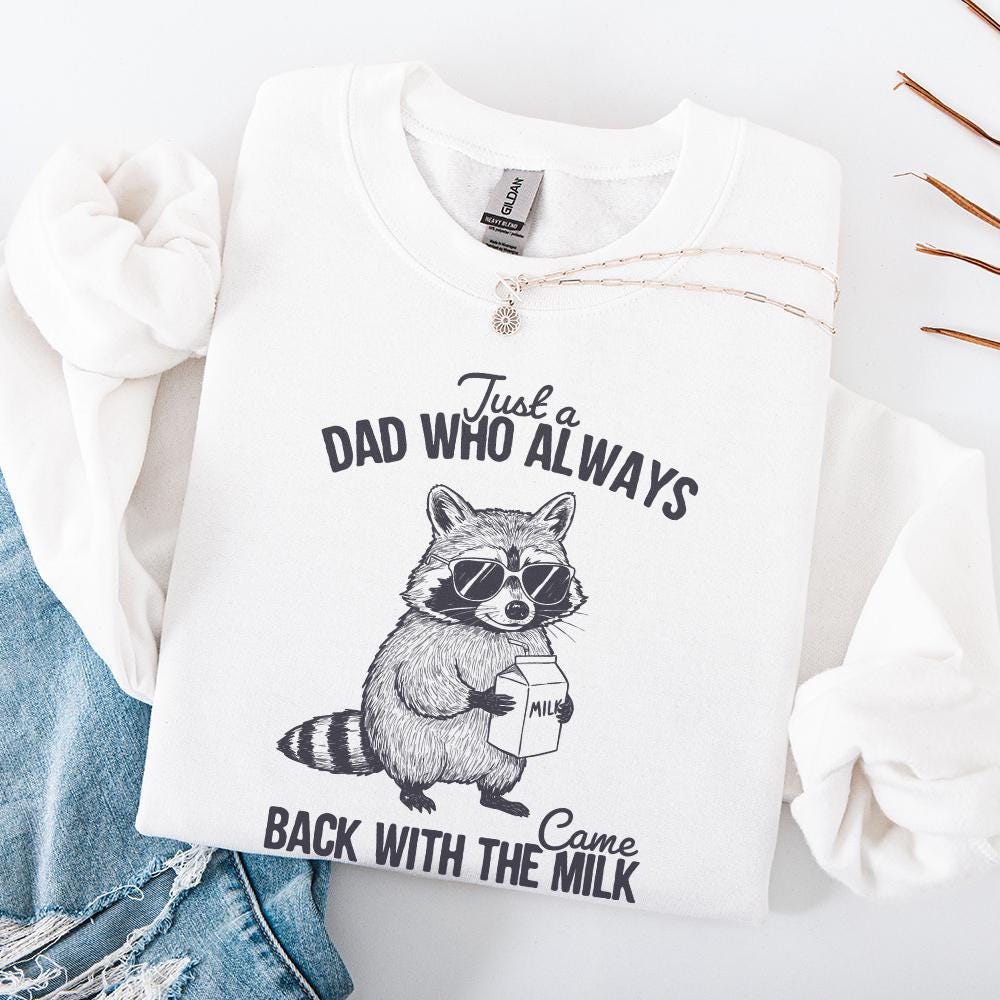 Just A Dad Who Always Came Back With The Milk Png, Retro Dad Raccoon