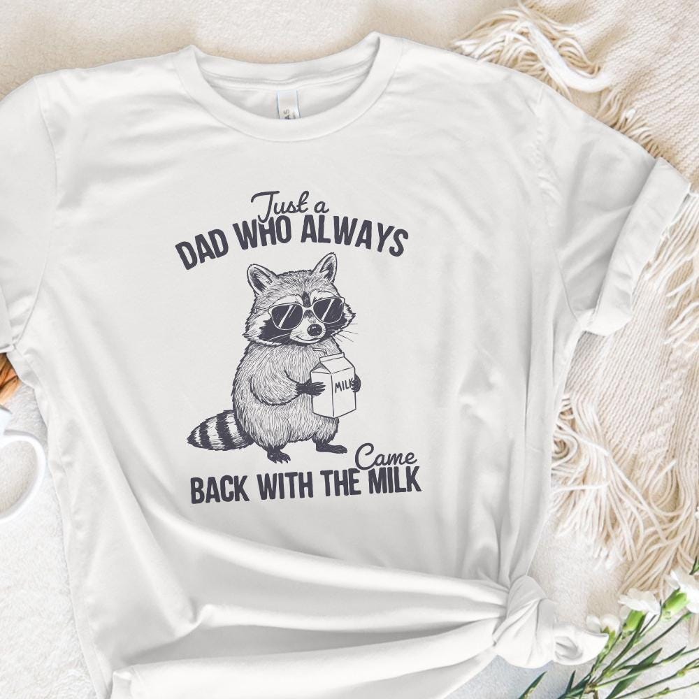 Just A Dad Who Always Came Back With The Milk Png, Retro Dad Raccoon