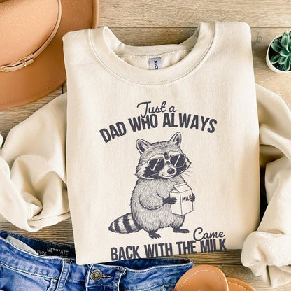 Just A Dad Who Always Came Back With The Milk Png, Retro Dad Raccoon