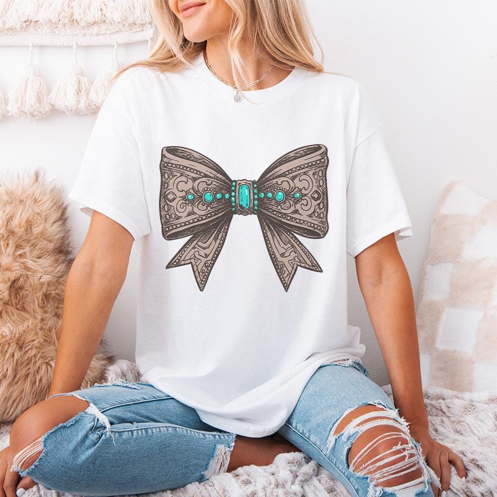 Western PNG Coquette Cowgirl Digital Download, Leather Bow Sublimation