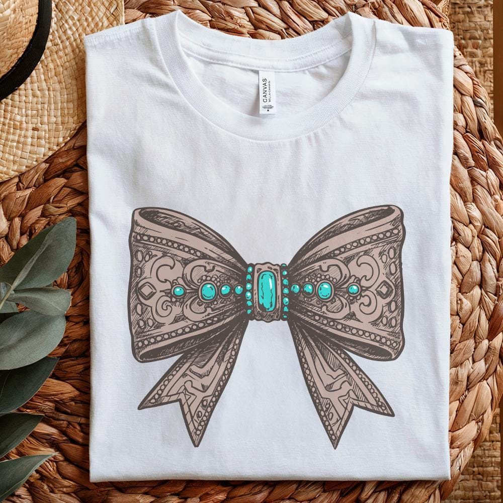 Western PNG Coquette Cowgirl Digital Download, Leather Bow Sublimation