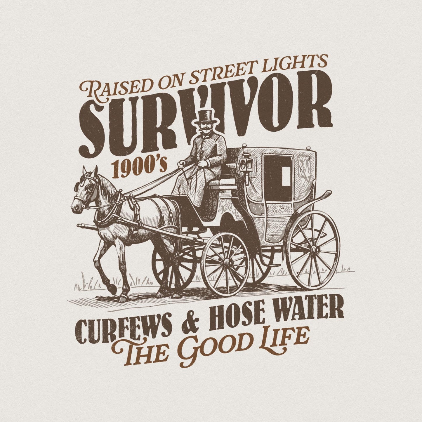 Funny 1900s Survivor PNG, Retro Western Humor - 300 DPI Design for T-Shirt