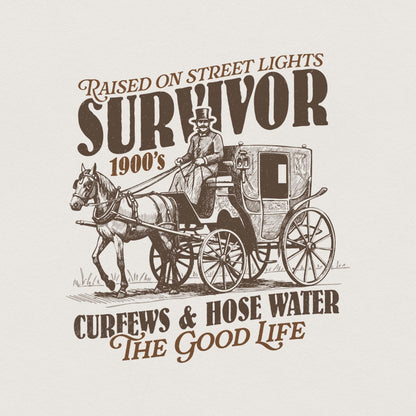 Funny 1900s Survivor PNG, Retro Western Humor - 300 DPI Design for T-Shirt