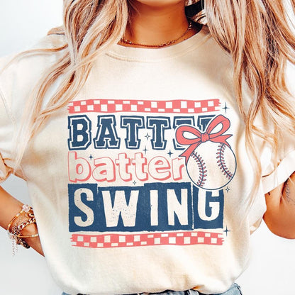Retro Baseball PNG, Batter Batter Swing Baseball Mom Art - 300 DPI Design