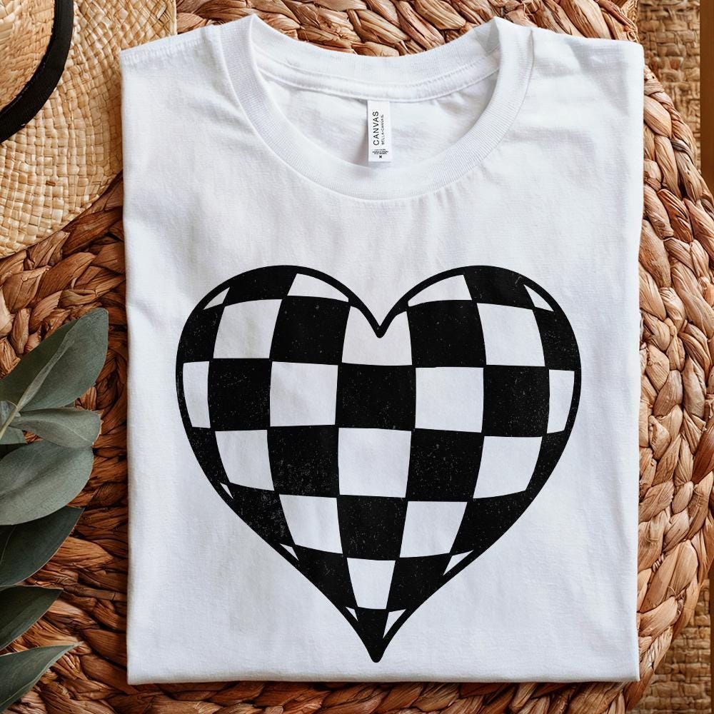 Checkered Heart PNG, Valentines Day Sublimation Design - 300 DPI Design