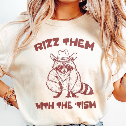 Autism Awareness Rizz 'Em With 'Tism PNG, Funny Raccoon Meme Digital File