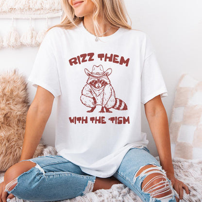 Autism Awareness Rizz 'Em With 'Tism PNG, Funny Raccoon Meme Digital File