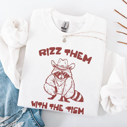 Autism Awareness Rizz 'Em With 'Tism PNG, Funny Raccoon Meme Digital File