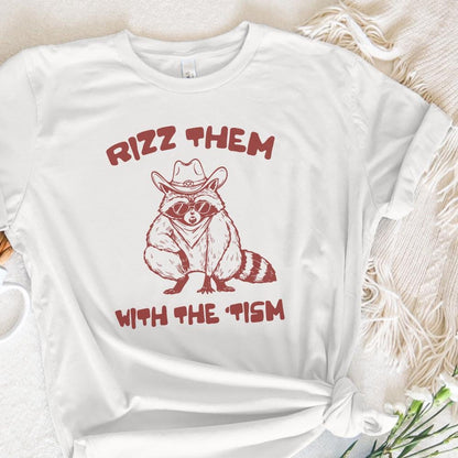 Autism Awareness Rizz 'Em With 'Tism PNG, Funny Raccoon Meme Digital File