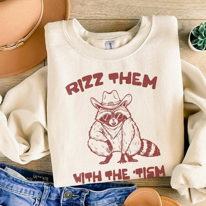 Autism Awareness Rizz 'Em With 'Tism PNG, Funny Raccoon Meme Digital File