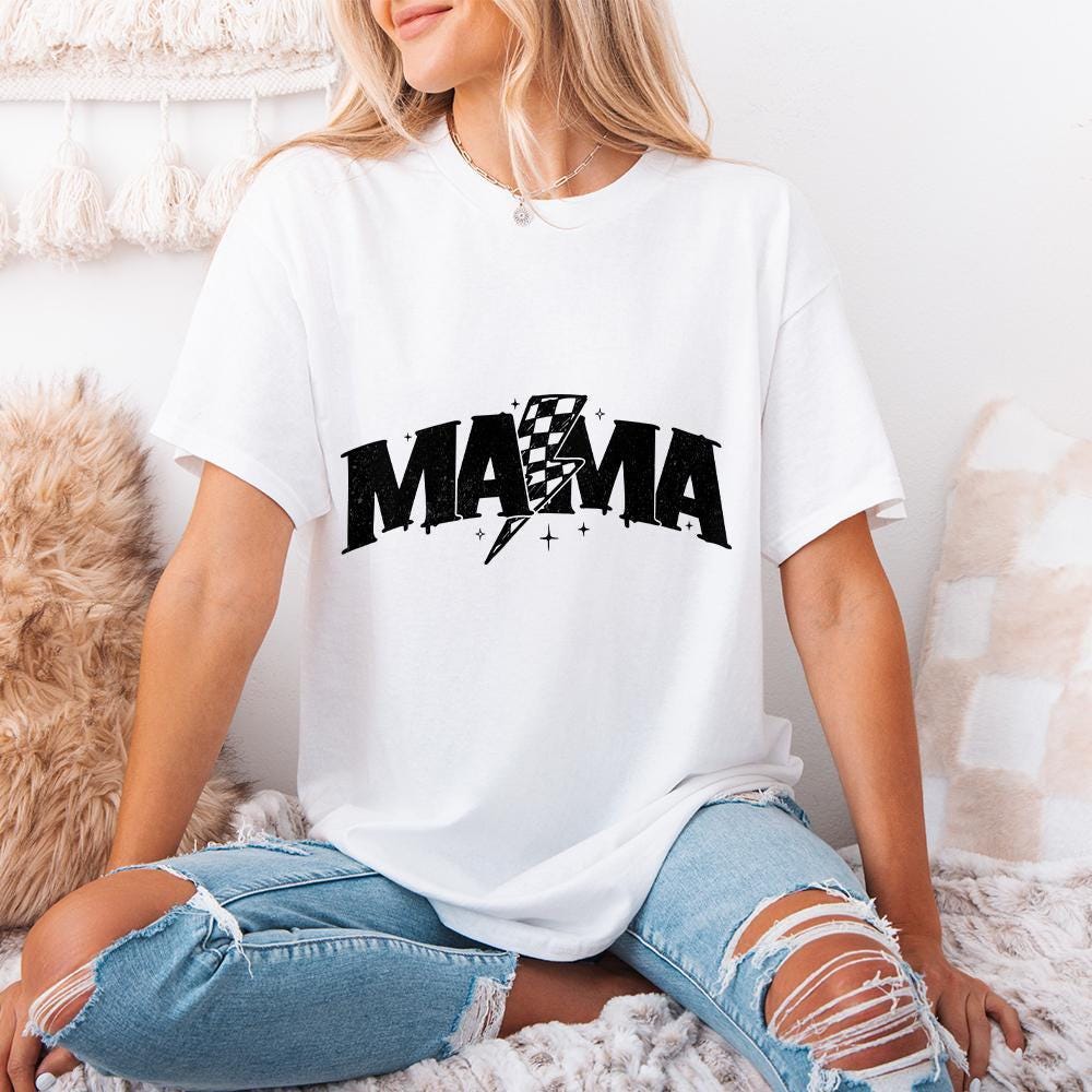 Retro Checkered Mama PNG, Mom Life Sublimation Design - 300 DPI Design