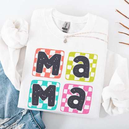 Retro Mama PNG, Checkered Mama Digital Design - 300 DPI Design for T-Shirt