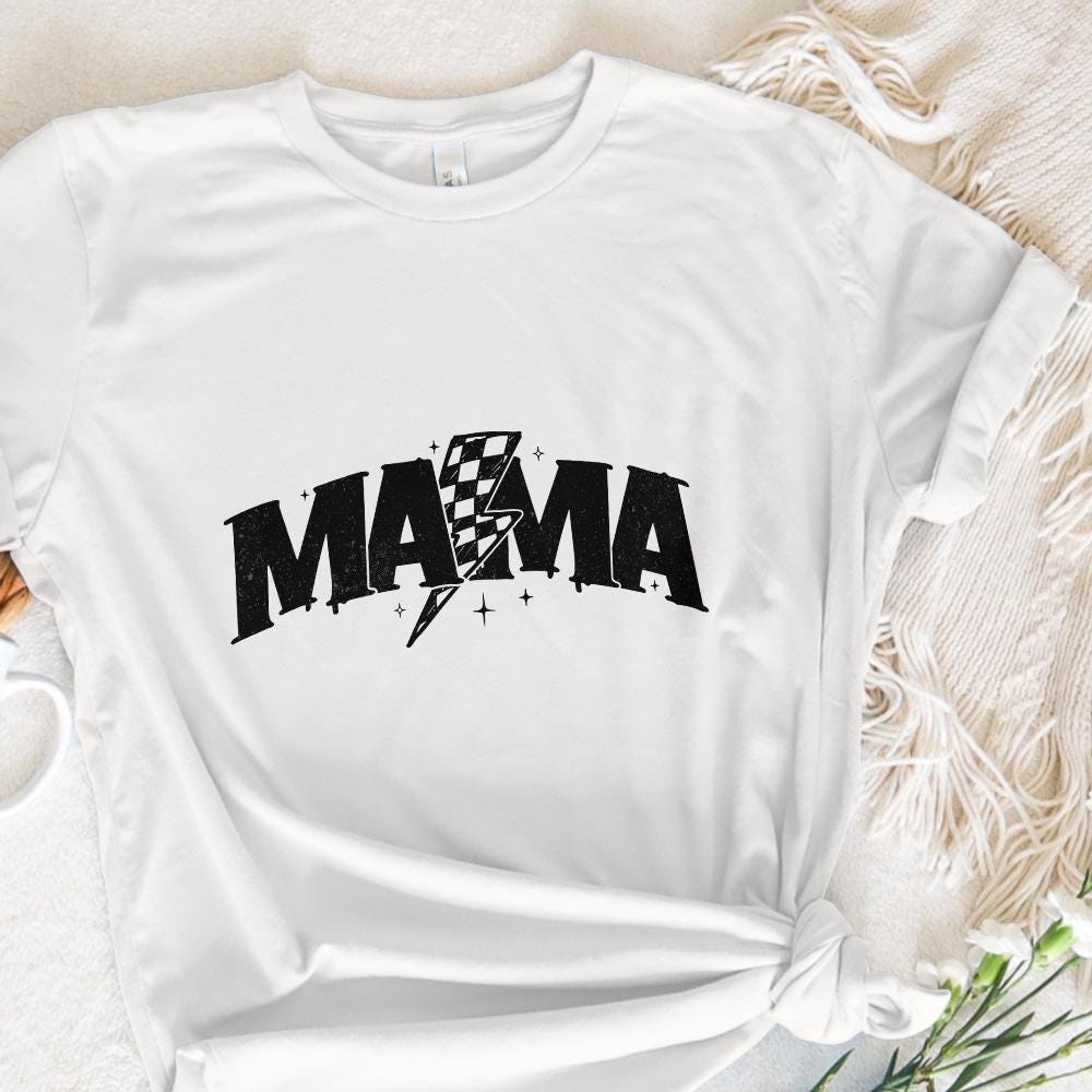 Retro Checkered Mama PNG, Mom Life Sublimation Design - 300 DPI Design