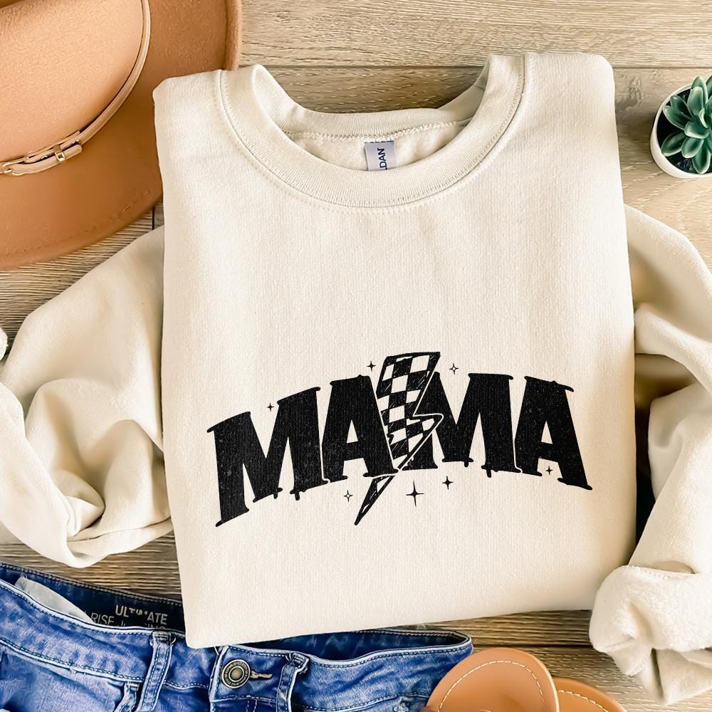 Retro Checkered Mama PNG, Mom Life Sublimation Design - 300 DPI Design