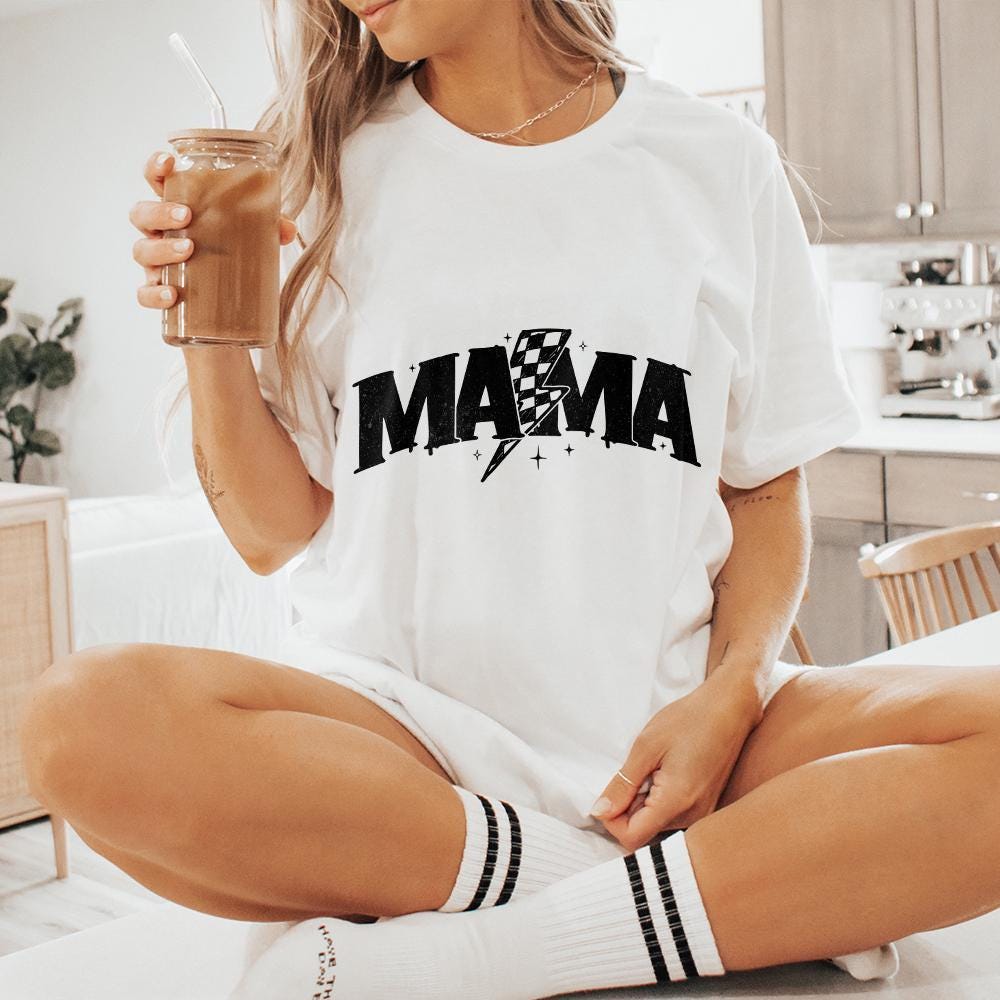 Retro Checkered Mama PNG, Mom Life Sublimation Design - 300 DPI Design