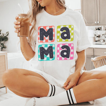 Retro Mama PNG, Checkered Mama Digital Design - 300 DPI Design for T-Shirt