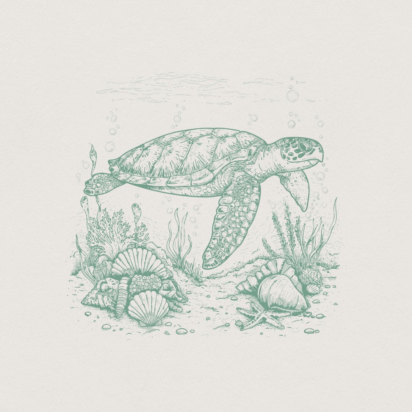 Sea Turtle PNG, Sublimation Download - 300 DPI Design for T-Shirt