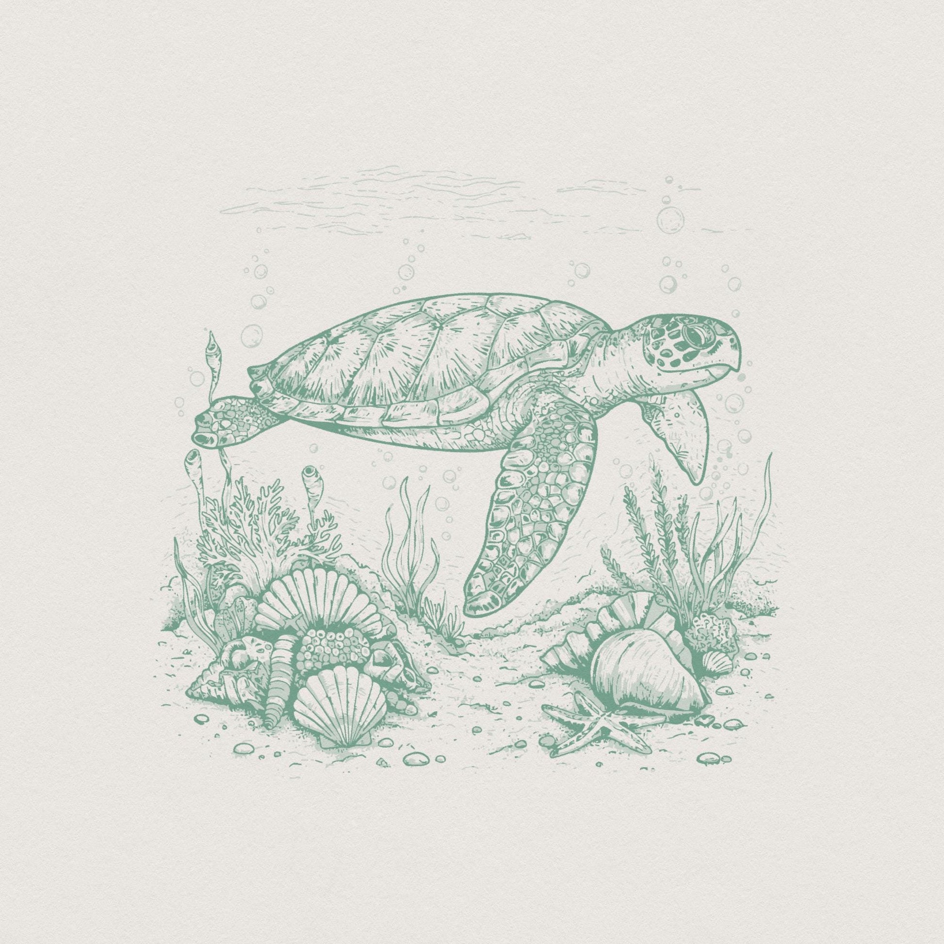 Sea Turtle PNG, Sublimation Download - 300 DPI Design for T-Shirt