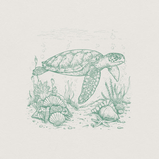 Sea Turtle PNG, Sublimation Download - 300 DPI Design for T-Shirt