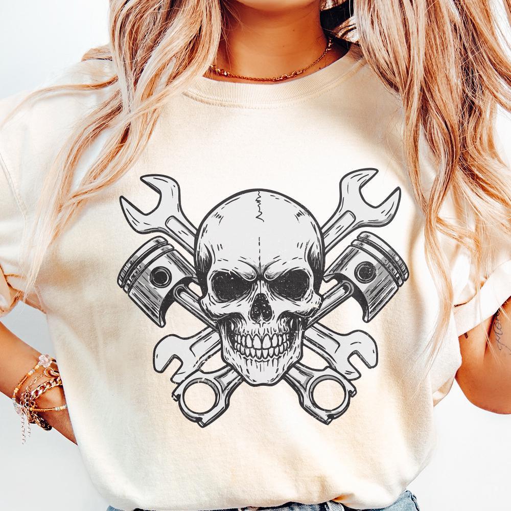 Mechanic Skull png, Piston png - 300 DPI Design for T-Shirt