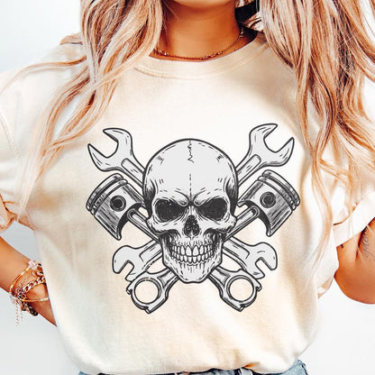 Mechanic Skull png, Piston png - 300 DPI Design for T-Shirt