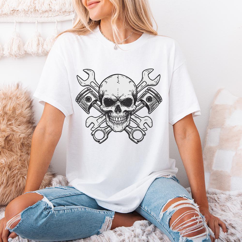 Mechanic Skull png, Piston png - 300 DPI Design for T-Shirt
