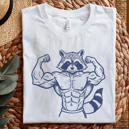 Muscular Raccoon Weightlifter PNG, Fitness Clipart - 300 DPI Design for