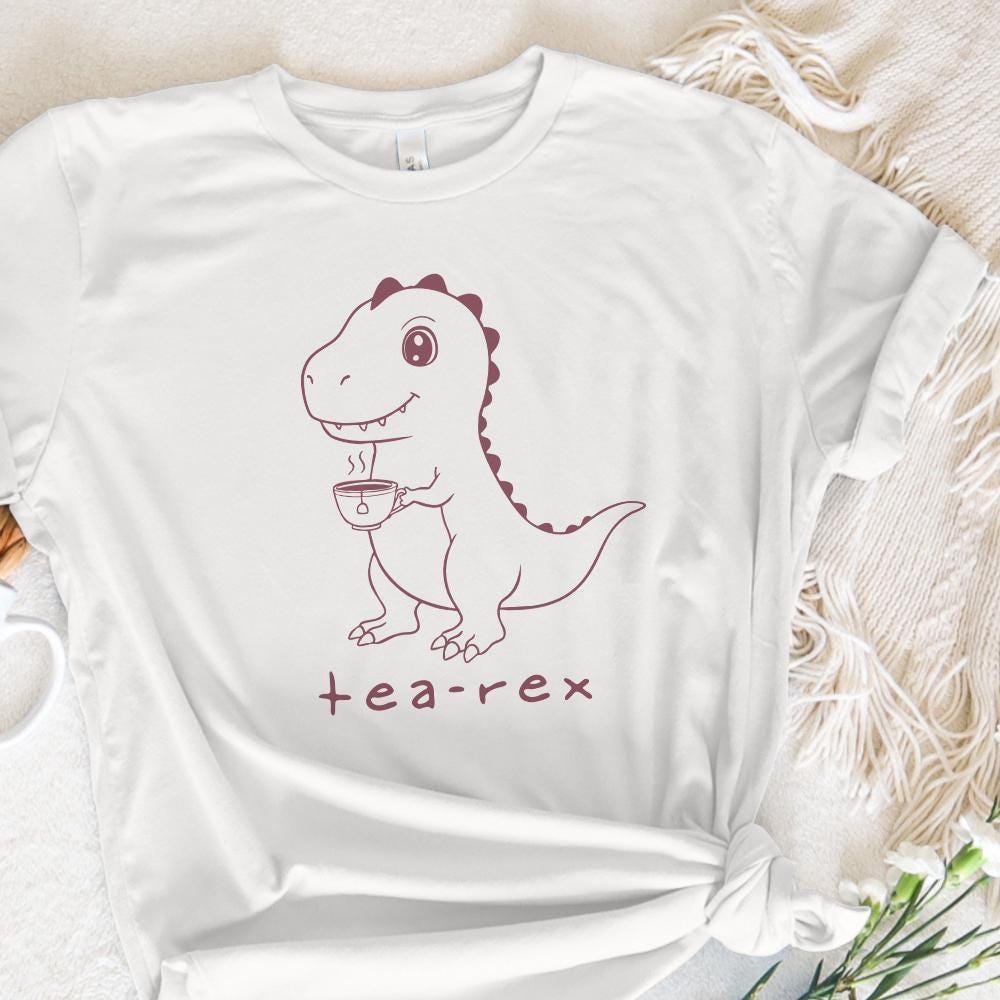 Tea Rex Dinosaur Pun PNG - Funny T-Rex Clipart for Tea Lovers, Crafting