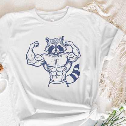 Muscular Raccoon Weightlifter PNG, Fitness Clipart - 300 DPI Design for