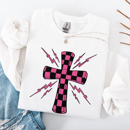 Checkered Cross Png, Cross Sublimation Design - 300 DPI Design for T-Shirt