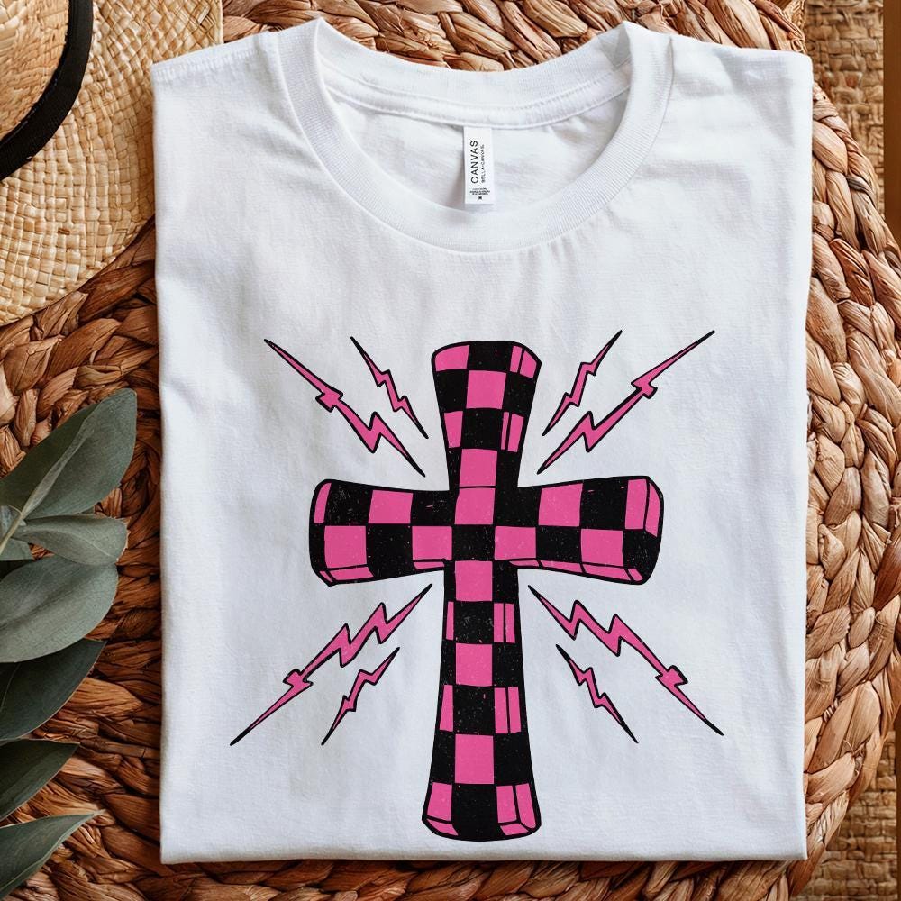Checkered Cross Png, Cross Sublimation Design - 300 DPI Design for T-Shirt