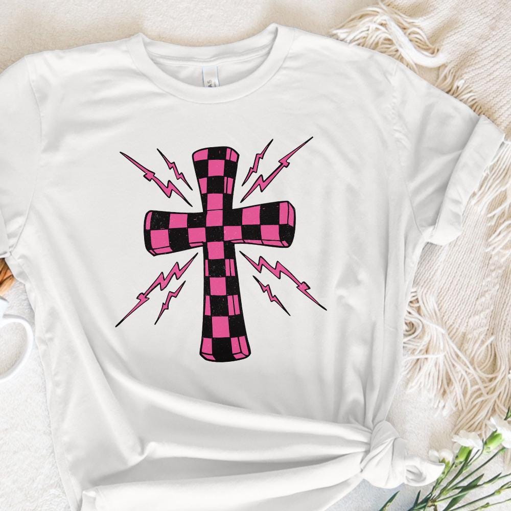 Checkered Cross Png, Cross Sublimation Design - 300 DPI Design for T-Shirt