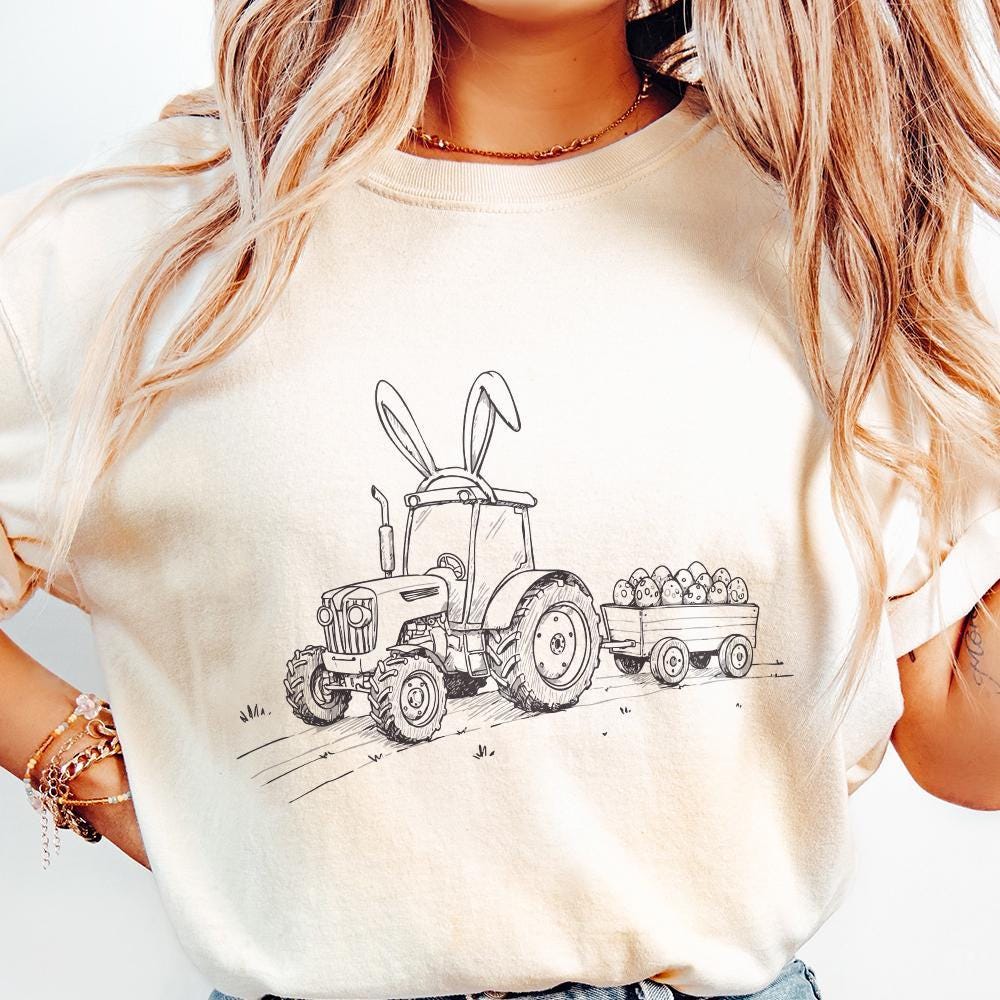 Farm Tractor Sublimation, Easter Tractor PNG - 300 DPI Design for T-Shirt