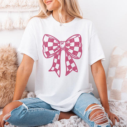 Checkered Bow PNG, Coquette Bow PNG - 300 DPI Design for T-Shirt