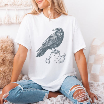 Cactus Crow PNG Digital Download, Retro Vintage Clip Art - 300 DPI Design
