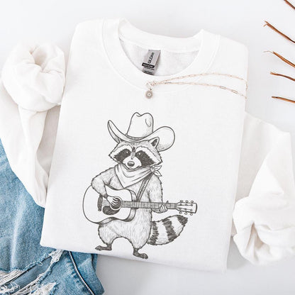 Raccoon Cowboy PNG, Vintage Cowboy Art - 300 DPI Design for T-Shirt